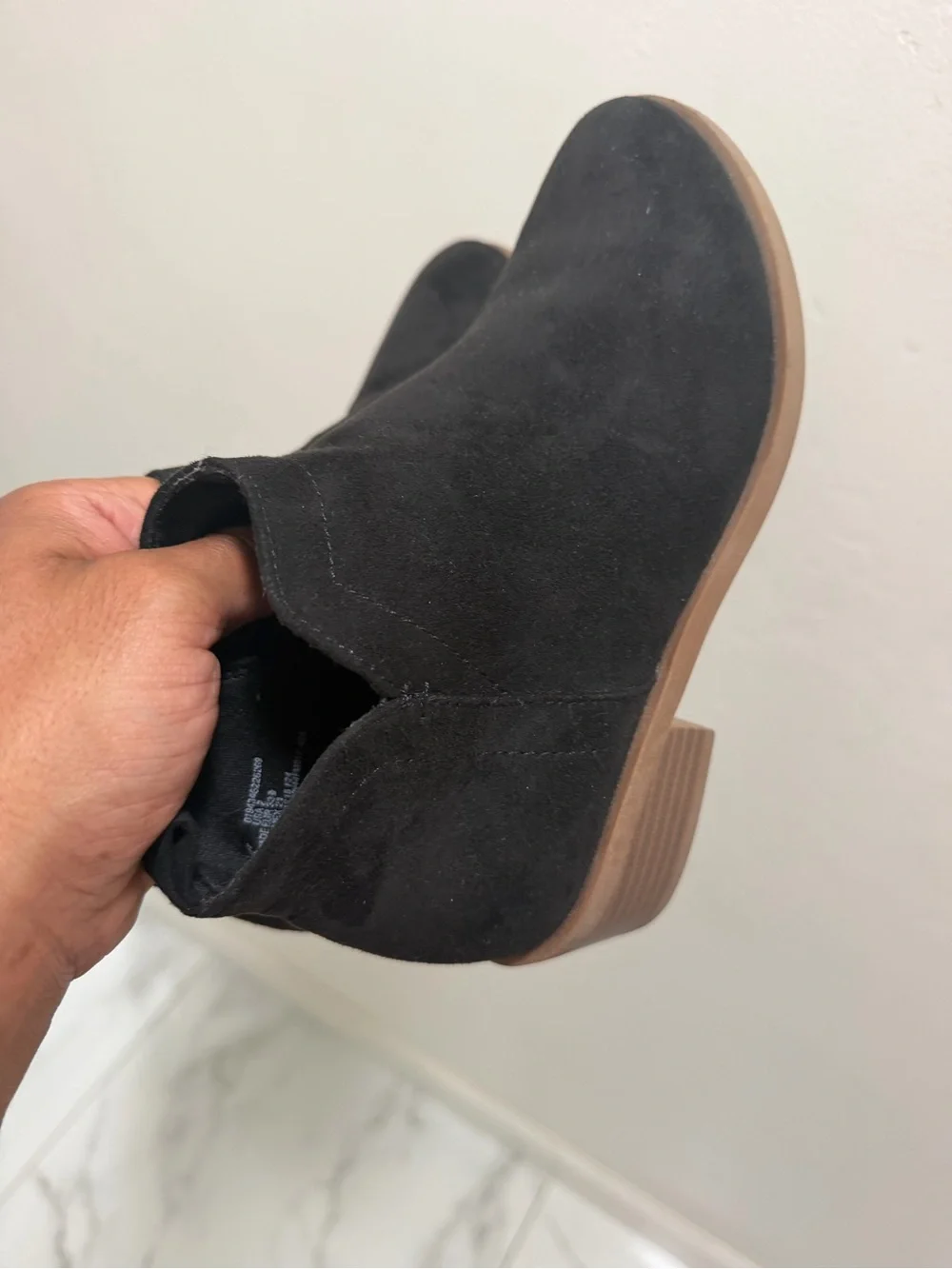 wonder nation Black Suede Ankle Booties with Side Zip